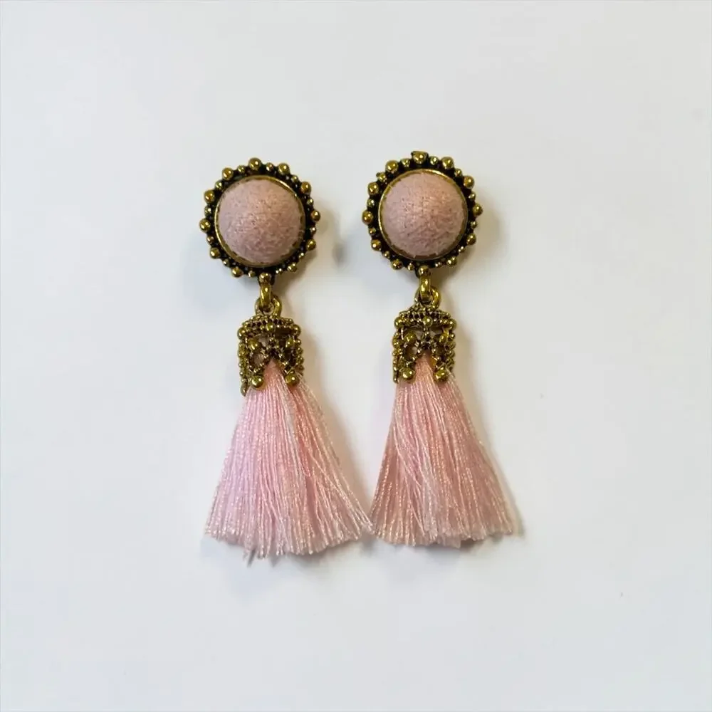 Vintage Women Velvet Pink Earrings